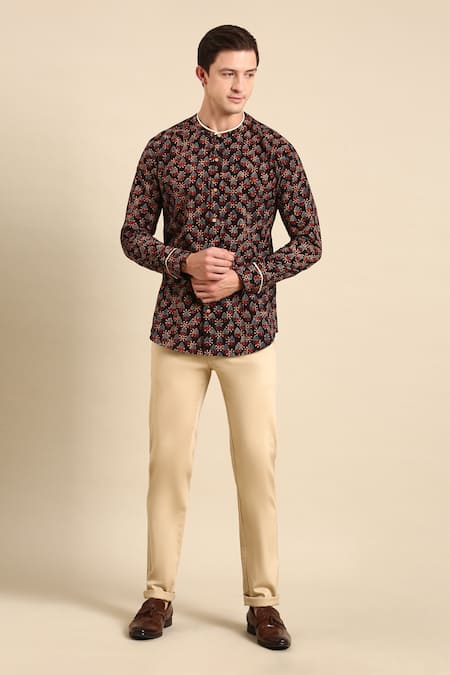 Mayank Modi - Men Multi Color Cotton Printed Digital Shirt 