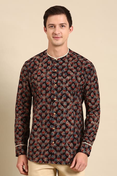 Mayank Modi - Men_Multi Color Cotton Digital Print Shirt _Online_at_Aza_Fashions