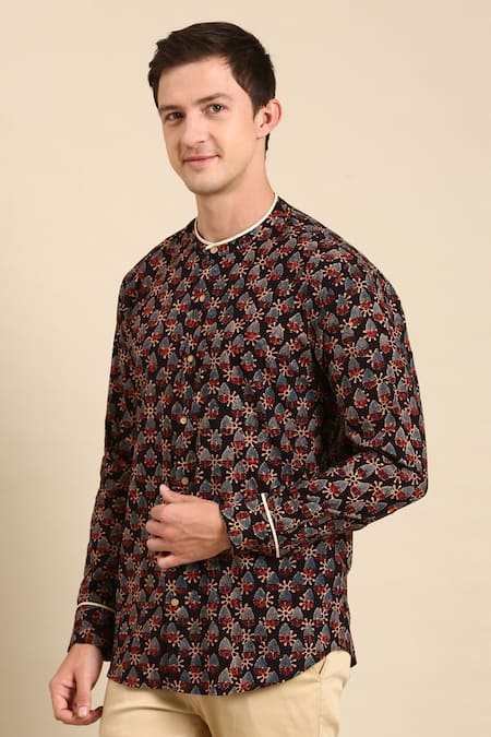 Shop_Mayank Modi - Men_Multi Color Cotton Digital Print Shirt _Online_at_Aza_Fashions