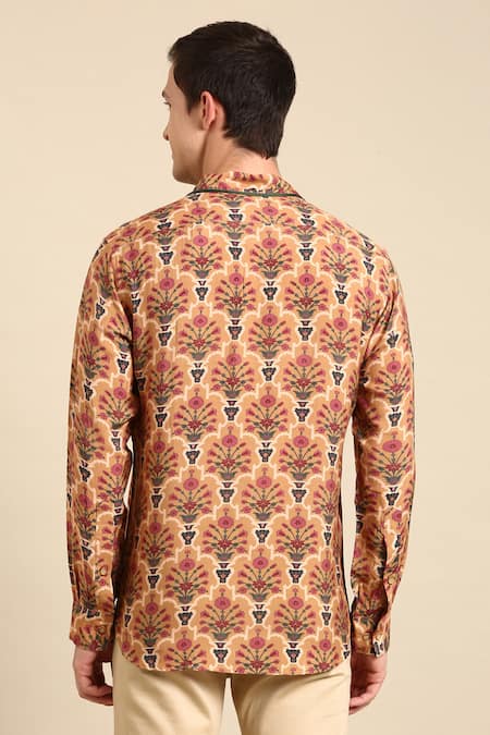 Shop Mayank Modi - Men Multi Color Muslin Full Sleeve Digital Print Shirt at Aza Fashions Shop_Mayank Modi - Men_Multi Color Muslin Full Sleeve Digital Print Shirt _at_Aza_Fashions