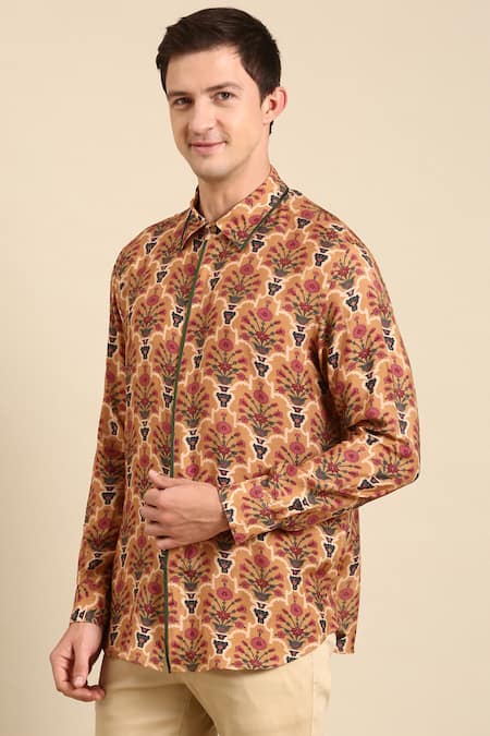 Shop Mayank Modi - Men Multi Color Muslin Full Sleeve Digital Print Shirt Online at Aza Fashions Shop_Mayank Modi - Men_Multi Color Muslin Full Sleeve Digital Print Shirt _Online_at_Aza_Fashions
