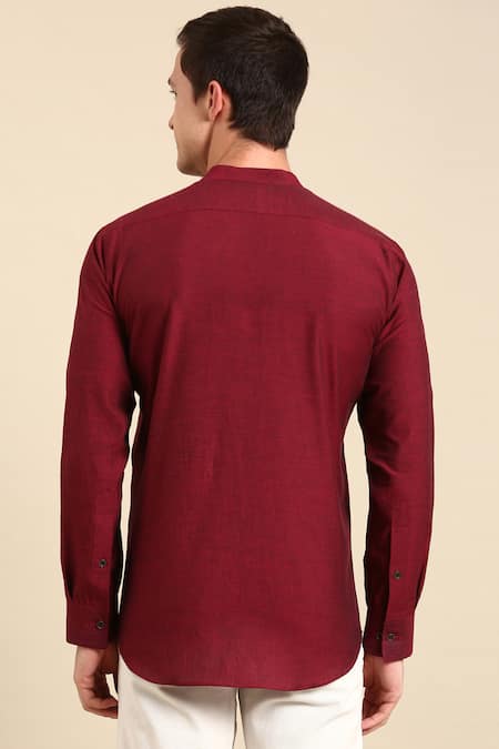 Mayank Modi - Men Mandarin Collar Full Sleeve Shirt For Kids