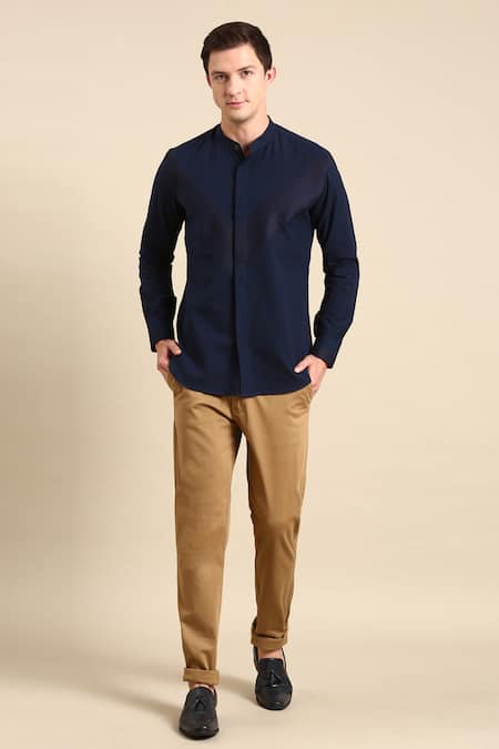 Mayank Modi - Men Full Sleeve Panelled Shirt 