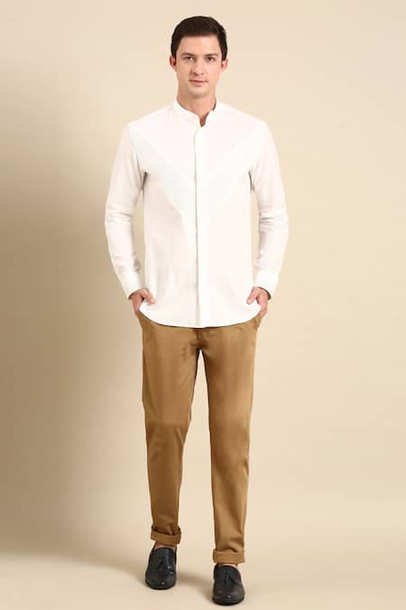 Mayank Modi - Men Stripe Panelled Shirt 