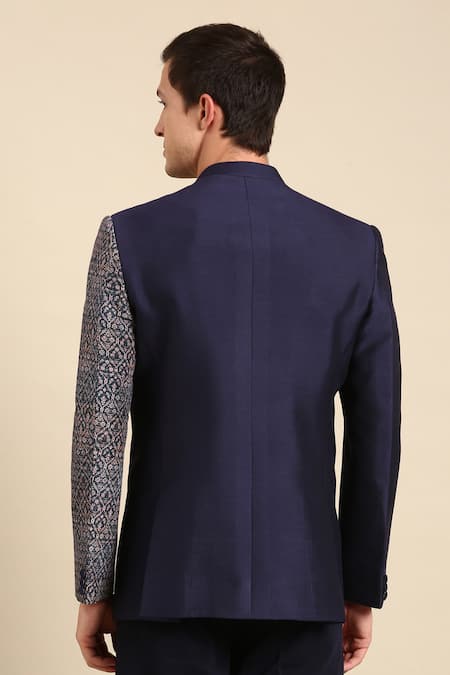 Mayank Modi - Men Linen Silk Panelled Bandhgala For Kids