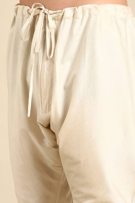 Mayank Modi - Men Ivory Silk, Jacquard Kurta Churidar Set at Aza Fashions Mayank Modi - Men_Ivory Silk, Jacquard Kurta Churidar Set_at_Aza_Fashions