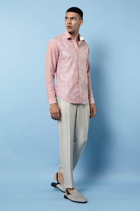 Rohit Gandhi + Rahul Khanna Linen Hand Embroidered Shirt 