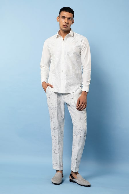 Rohit Gandhi + Rahul Khanna Hexagon Embroidered Shirt 