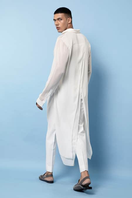 Rohit Gandhi + Rahul Khanna Asymmetric Hand Embroidered Yoke Shirt 