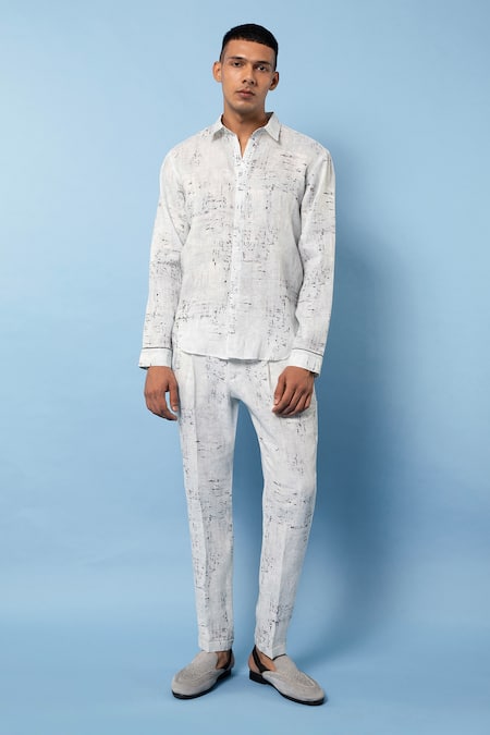 Rohit Gandhi + Rahul Khanna Linen Scribble Print Shirt 