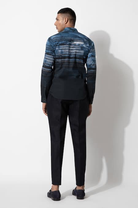 Rohit Gandhi + Rahul Khanna Cotton Stripe Pattern Yoke Shirt 