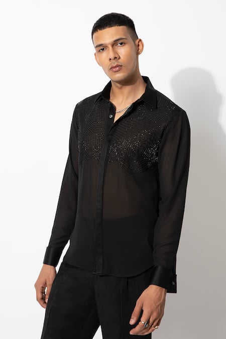 Rohit Gandhi + Rahul Khanna Geometric Hand Embroidered Shirt 