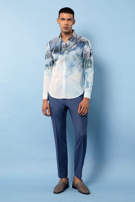 Rohit Gandhi + Rahul Khanna Chanderi Tropical Print Shirt 