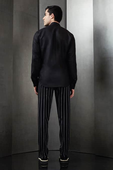 Shop Rohit Gandhi + Rahul Khanna Black Linen Full Sleeve Shirt at Aza Fashions Shop_Rohit Gandhi + Rahul Khanna_Black Linen Full Sleeve Shirt _at_Aza_Fashions