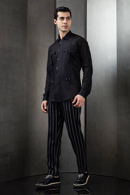 Buy Rohit Gandhi + Rahul Khanna Black Linen Full Sleeve Shirt Online at Aza Fashions Buy_Rohit Gandhi + Rahul Khanna_Black Linen Full Sleeve Shirt _Online_at_Aza_Fashions