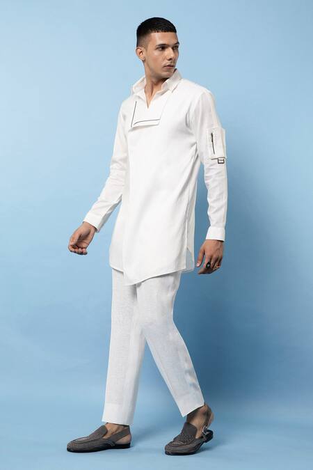 Buy Rohit Gandhi + Rahul Khanna White Cotton Asymmetric Shirt Online at Aza Fashions Buy_Rohit Gandhi + Rahul Khanna_White Cotton Asymmetric Shirt _Online_at_Aza_Fashions