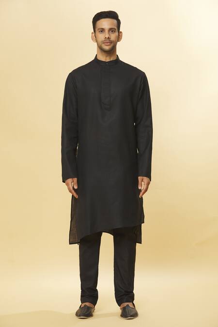 Buy Aham-Vayam Black Cotton Tatvam Sankalp Solid Kurta And Pyjama Set Online at Aza Fashions Buy_Aham-Vayam_Black Cotton Tatvam Sankalp Solid Kurta And Pyjama Set _Online_at_Aza_Fashions
