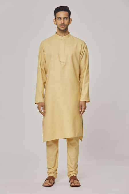 Buy Aham-Vayam Yellow Cotton Tatvam Sankalp Plain Kurta And Pyjama Set Online at Aza Fashions Buy_Aham-Vayam_Yellow Cotton Tatvam Sankalp Plain Kurta And Pyjama Set _Online_at_Aza_Fashions
