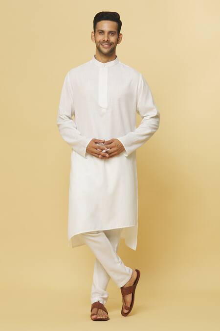 Shop Aham-Vayam White Cotton Tatvam Sankalp Kurta And Pyjama Set Online at Aza Fashions Shop_Aham-Vayam_White Cotton Tatvam Sankalp Kurta And Pyjama Set _Online_at_Aza_Fashions