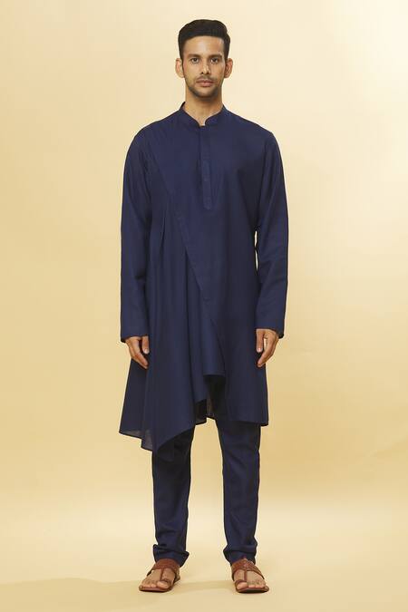 Buy Aham-Vayam Blue Cotton Tatvam Angira Solid Kurta And Pyjama Set Online at Aza Fashions Buy_Aham-Vayam_Blue Cotton Tatvam Angira Solid Kurta And Pyjama Set _Online_at_Aza_Fashions