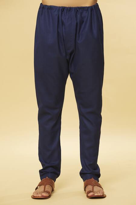 Buy Aham-Vayam Blue Cotton Tatvam Angira Solid Kurta And Pyjama Set Buy_Aham-Vayam_Blue Cotton Tatvam Angira Solid Kurta And Pyjama Set