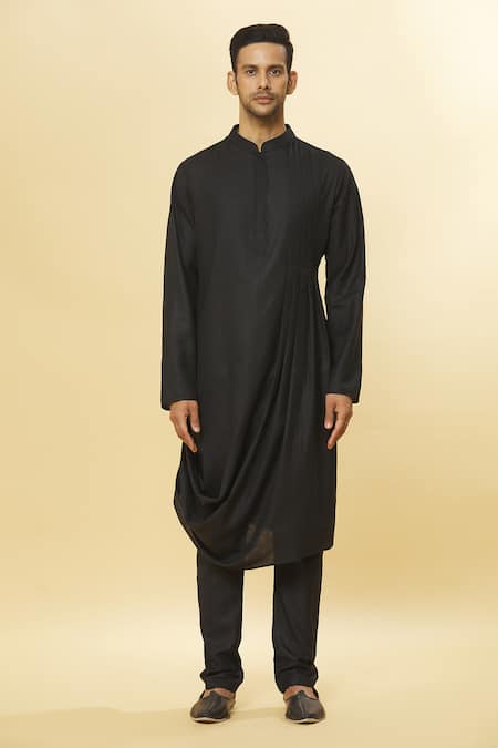 Buy Aham-Vayam Black Cotton Tatvam Samaroh Solid Kurta And Pyjama Set Online at Aza Fashions Buy_Aham-Vayam_Black Cotton Tatvam Samaroh Solid Kurta And Pyjama Set _Online_at_Aza_Fashions