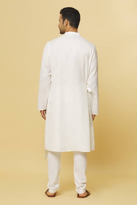 Aham-Vayam White Cotton Tatvam Jun Solid Kurta And Pyjama Set Online at Aza Fashions Aham-Vayam_White Cotton Tatvam Jun Solid Kurta And Pyjama Set _Online_at_Aza_Fashions