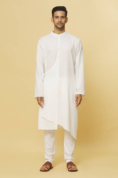 Buy Aham-Vayam White Cotton Tatvam Jun Solid Kurta And Pyjama Set Online at Aza Fashions Buy_Aham-Vayam_White Cotton Tatvam Jun Solid Kurta And Pyjama Set _Online_at_Aza_Fashions