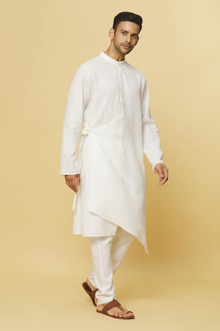 Shop Aham-Vayam White Cotton Tatvam Jun Solid Kurta And Pyjama Set Online at Aza Fashions Shop_Aham-Vayam_White Cotton Tatvam Jun Solid Kurta And Pyjama Set _Online_at_Aza_Fashions