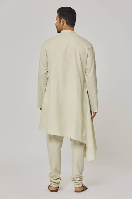 Aham-Vayam Cream Cotton Tatvam Kiyoshi Solid Kurta And Pyjama Set Online at Aza Fashions Aham-Vayam_Cream Cotton Tatvam Kiyoshi Solid Kurta And Pyjama Set _Online_at_Aza_Fashions