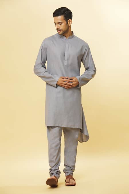 Aham-Vayam_Grey Cotton Tatvam Asahi Kurta Set _at_Aza_Fashions