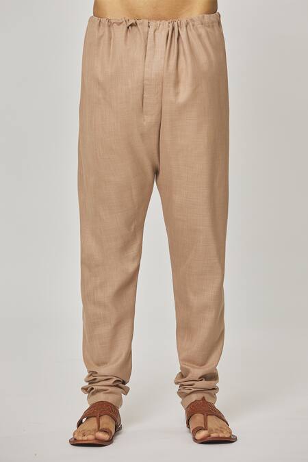 Buy_Aham-Vayam_Brown Cotton Asymmetric Hemline Kurta Set _Online_at_Aza_Fashions