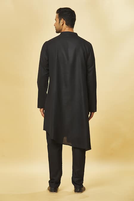 Aham-Vayam Tatvam Neel Cotton Solid Kurta & Pyjama Set 