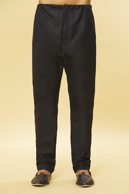 Buy_Aham-Vayam_Black Cotton Tatvam Neel Solid Kurta And Pyjama Set _Online_at_Aza_Fashions