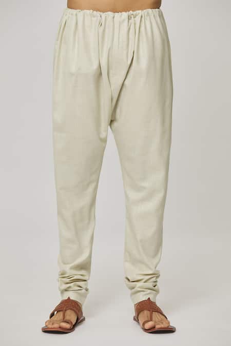 Aham-Vayam_Cream Cotton Tatvam Sahaj Solid Kurta And Pyjama Set _at_Aza_Fashions