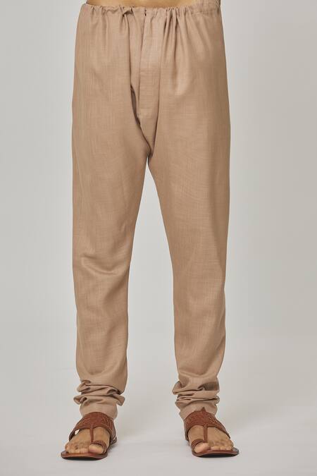 Aham-Vayam_Beige Cotton Tatvam Mahotsav Draped Kurta And Pyjama Set _at_Aza_Fashions