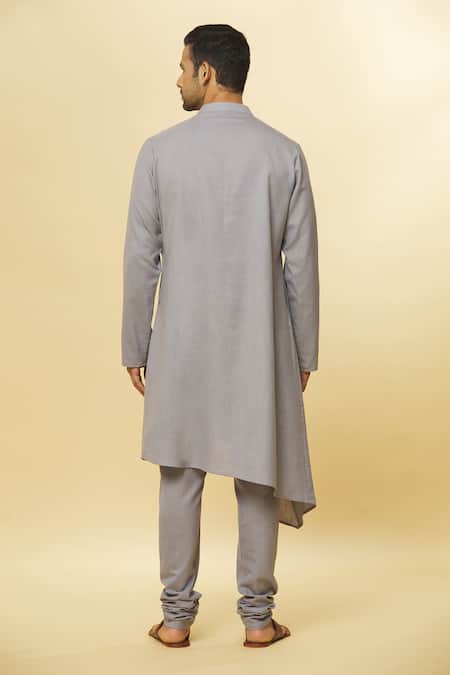 Aham-Vayam Grey Cotton Tatvam Upasak Kurta And Pyjama Set Online at Aza Fashions Aham-Vayam_Grey Cotton Tatvam Upasak Kurta And Pyjama Set _Online_at_Aza_Fashions