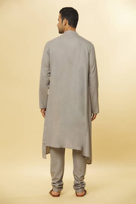 Aham-Vayam Grey Cotton Tatvam Shri Kurta And Pyjama Set Online at Aza Fashions Aham-Vayam_Grey Cotton Tatvam Shri Kurta And Pyjama Set _Online_at_Aza_Fashions