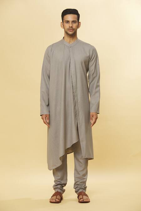 Buy Aham-Vayam Grey Cotton Tatvam Shri Kurta And Pyjama Set Online at Aza Fashions Buy_Aham-Vayam_Grey Cotton Tatvam Shri Kurta And Pyjama Set _Online_at_Aza_Fashions