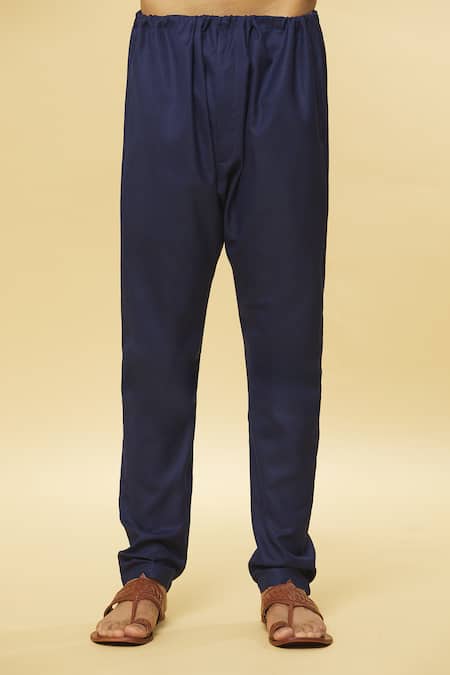 Aham-Vayam_Blue Cotton Tatvam Divyak Kurta And Pyjama Set _at_Aza_Fashions