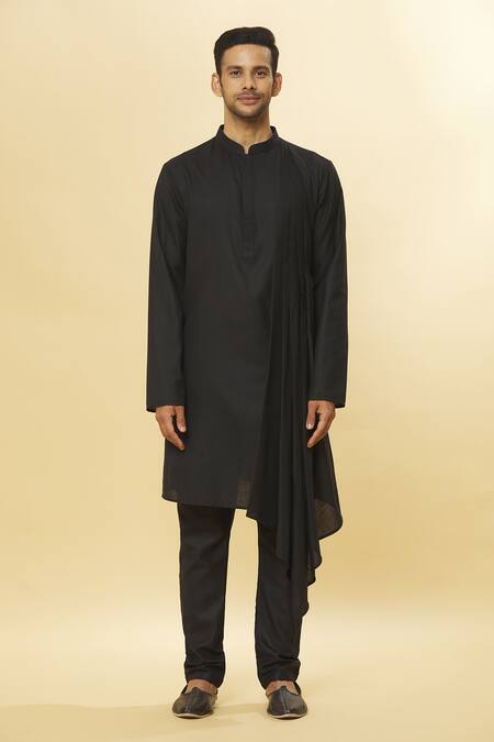 Shop Aham-Vayam Black Cotton Tatvam Harshollas Kurta And Pyjama Set Online at Aza Fashions Shop_Aham-Vayam_Black Cotton Tatvam Harshollas Kurta And Pyjama Set _Online_at_Aza_Fashions