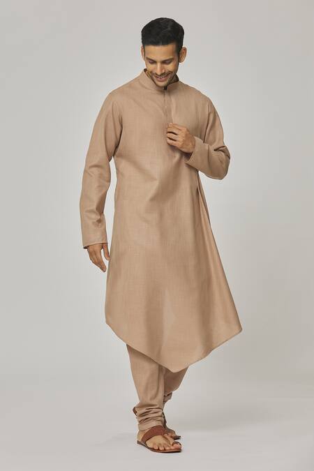 Shop Aham-Vayam Beige Cotton Tatvam Siddhant Kurta And Pyjama Set Online at Aza Fashions Shop_Aham-Vayam_Beige Cotton Tatvam Siddhant Kurta And Pyjama Set _Online_at_Aza_Fashions