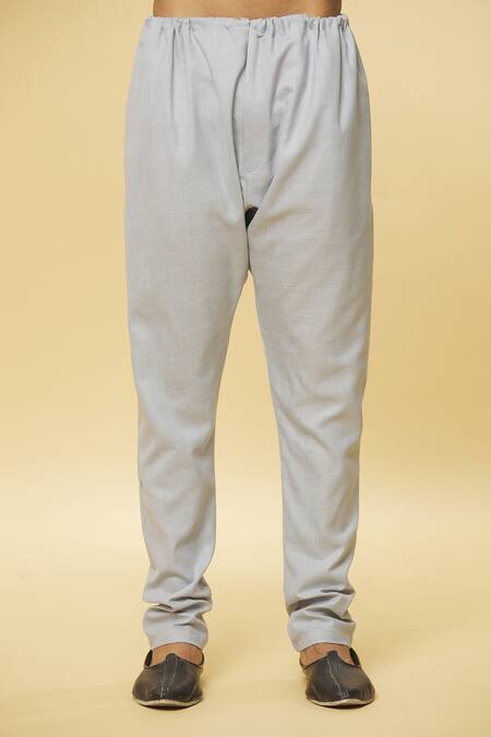 Aham-Vayam_Grey Cotton Tatvam Vibhuti Kurta And Pyjama Set _at_Aza_Fashions