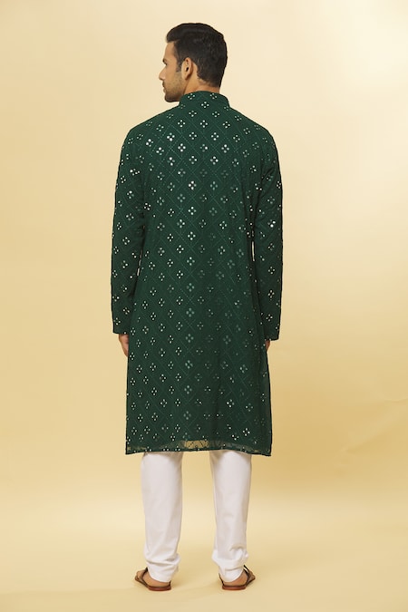 Aham-Vayam Mirror Embroidered Kurta & Pyjama Set 