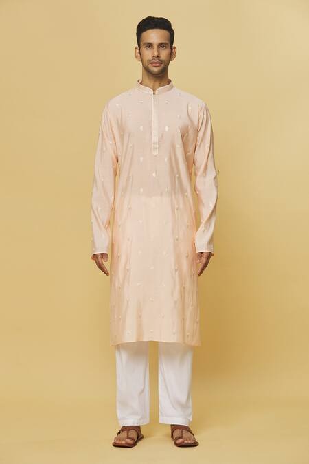 Buy Aham-Vayam Pink Cotton Embroidery Floral Kurta And Pyjama Set Online at Aza Fashions Buy_Aham-Vayam_Pink Cotton Embroidery Floral Kurta And Pyjama Set _Online_at_Aza_Fashions