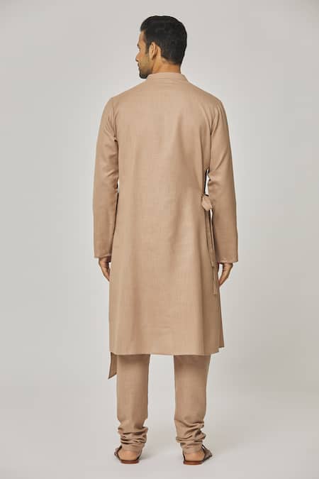Aham-Vayam Brown Cotton Tatvam Jun Solid Kurta And Pyjama Set Online at Aza Fashions Aham-Vayam_Brown Cotton Tatvam Jun Solid Kurta And Pyjama Set _Online_at_Aza_Fashions