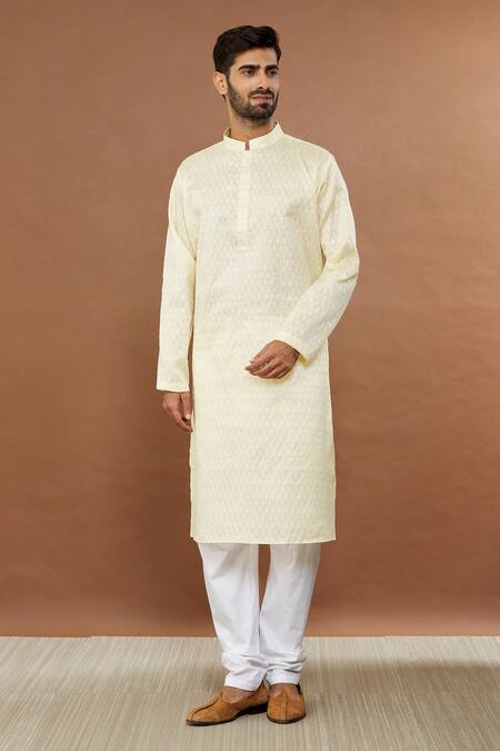 Buy_Aham-Vayam_Beige Silk, Cotton Sequins Kharif Kurta And Churidar Set _Online_at_Aza_Fashions