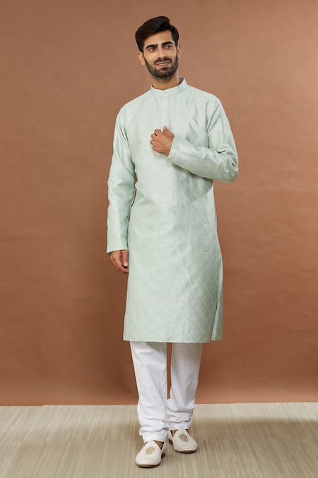 Buy Aham-Vayam Green Silk, Cotton Embroidery Gulistaan Kurta Set Online at Aza Fashions Buy_Aham-Vayam_Green Silk, Cotton Embroidery Gulistaan Kurta Set _Online_at_Aza_Fashions