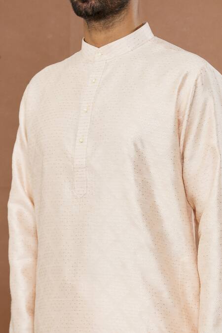 Shop Aham-Vayam Pink Silk, Cotton Embroidery Gulistaan Kurta Pyjama Set Online at Aza Fashions Shop_Aham-Vayam_Pink Silk, Cotton Embroidery Gulistaan Kurta Pyjama Set _Online_at_Aza_Fashions