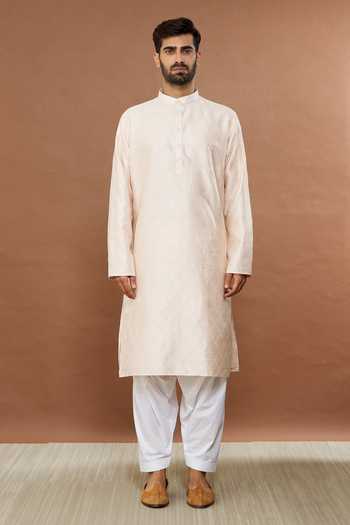 Aham-Vayam Pink Silk, Cotton Embroidery Gulistaan Kurta Patiala Set Online at Aza Fashions Aham-Vayam_Pink Silk, Cotton Embroidery Gulistaan Kurta Patiala Set _Online_at_Aza_Fashions